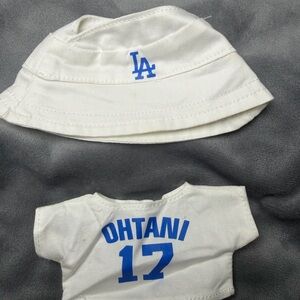 Kids White and Blue Ohtani Shirt & Hat Set